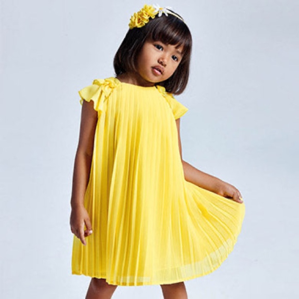Size 7 Girls Mayoral Sunny Yellow Kids Formal Dress